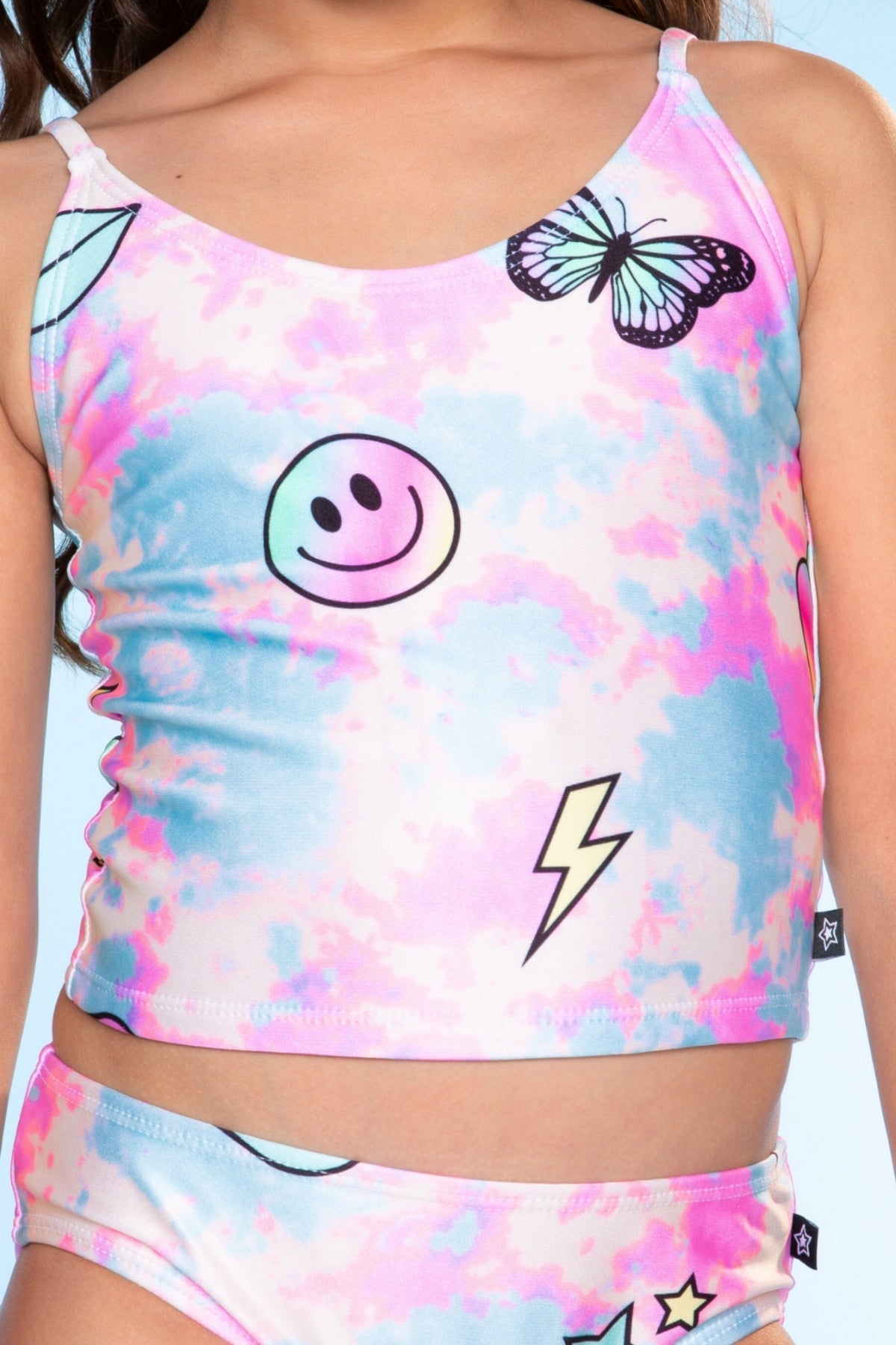High Shine Tankini - Pastel Rainbow Tie Dye Emoji