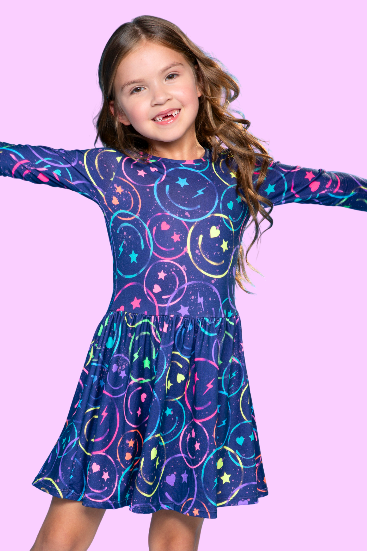 Simply Soft Long Sleeve Be Happy Dress.. - Rainbow Star