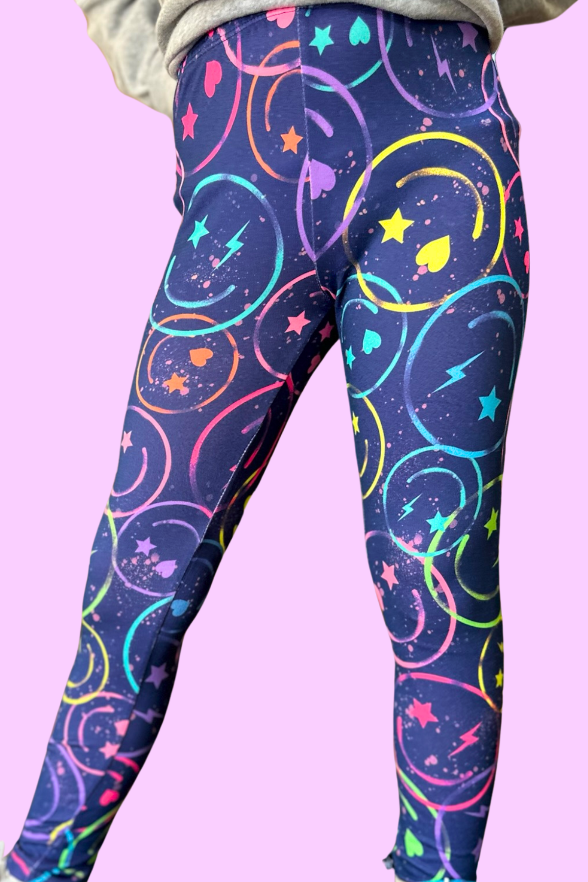 Simply Soft Long Legging - Purple Graffiti Rainbow