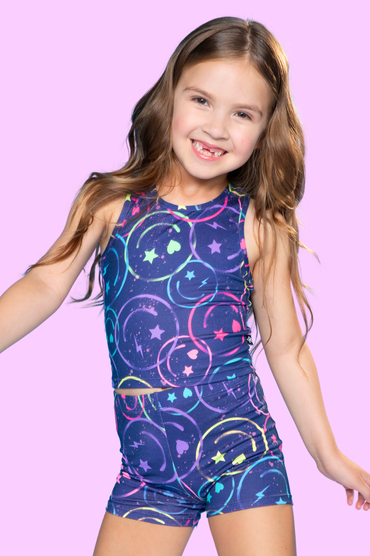 Simply Soft Cropped Racerback Tank & Tumble Short - Tie Dye Rainbow Donuts - NEW!