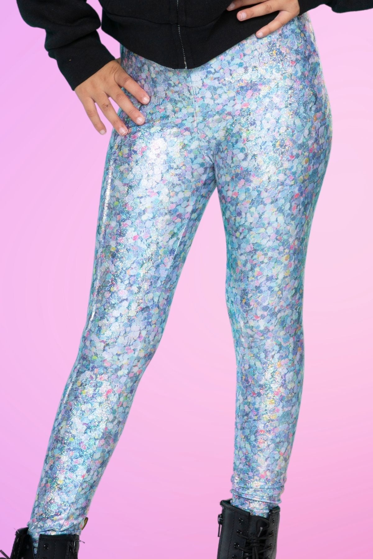 Glitter Foil High Shine Legging - Rainbow Glitter - NEW!