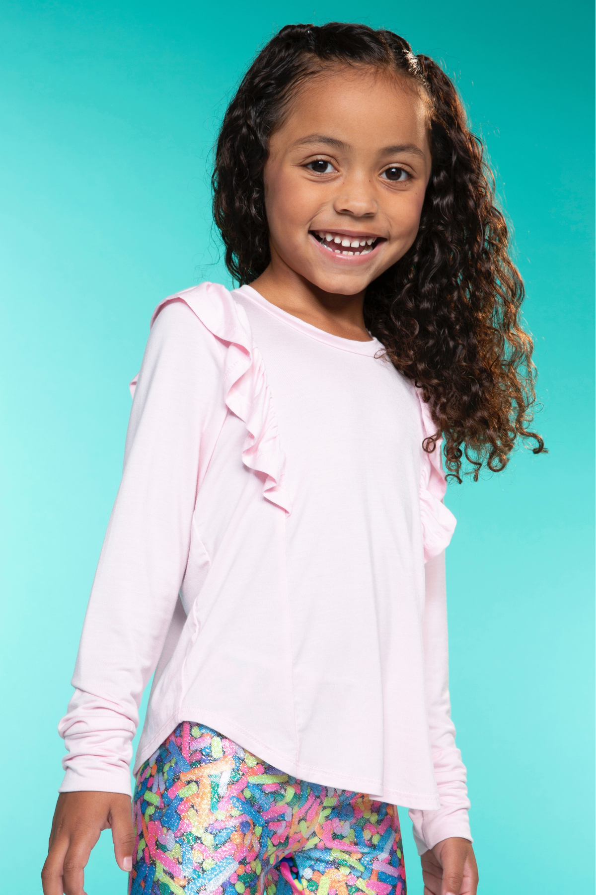 Modal Long Sleeve Ruffle Shirttail - Blush - Blush