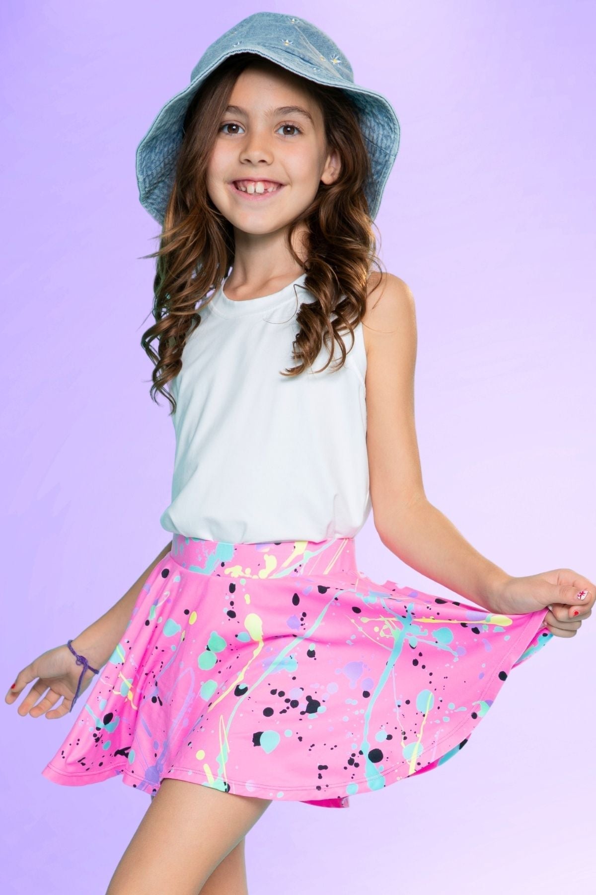 Simply Soft Skort - Pink Daisy Rainbow