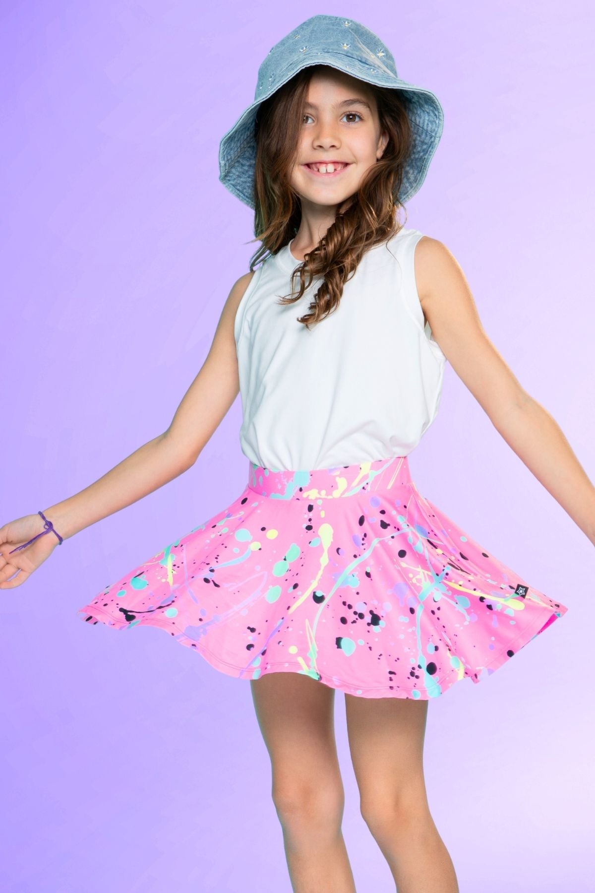 Simply Soft Skort - Pink Daisy Rainbow