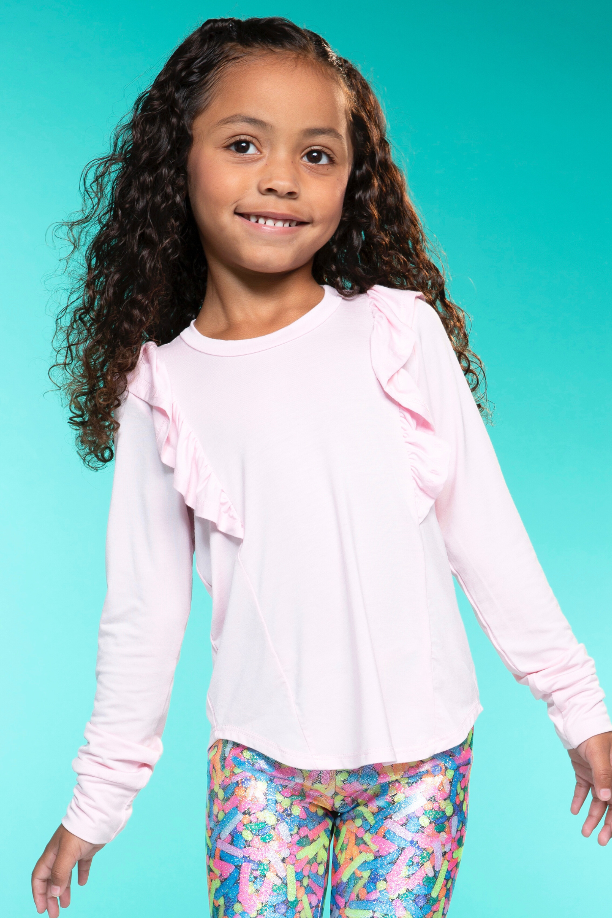 Modal Long Sleeve Ruffle Shirttail - Blush - Blush