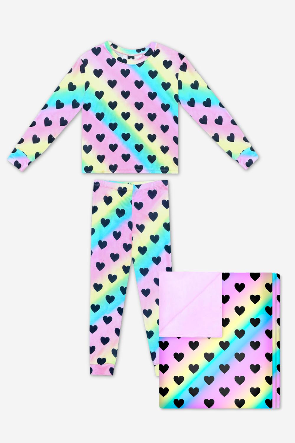 Pack Simply Soft L/S Slim Lounge Set & Blanket - Lilac Rainbow Gummy Bear - NEW!