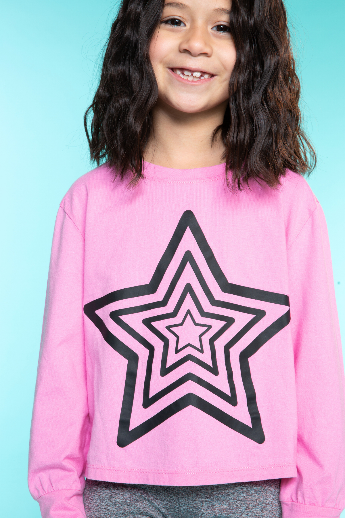 Washed Cotton Long Sleeve Easy Tee - Pink Bolt