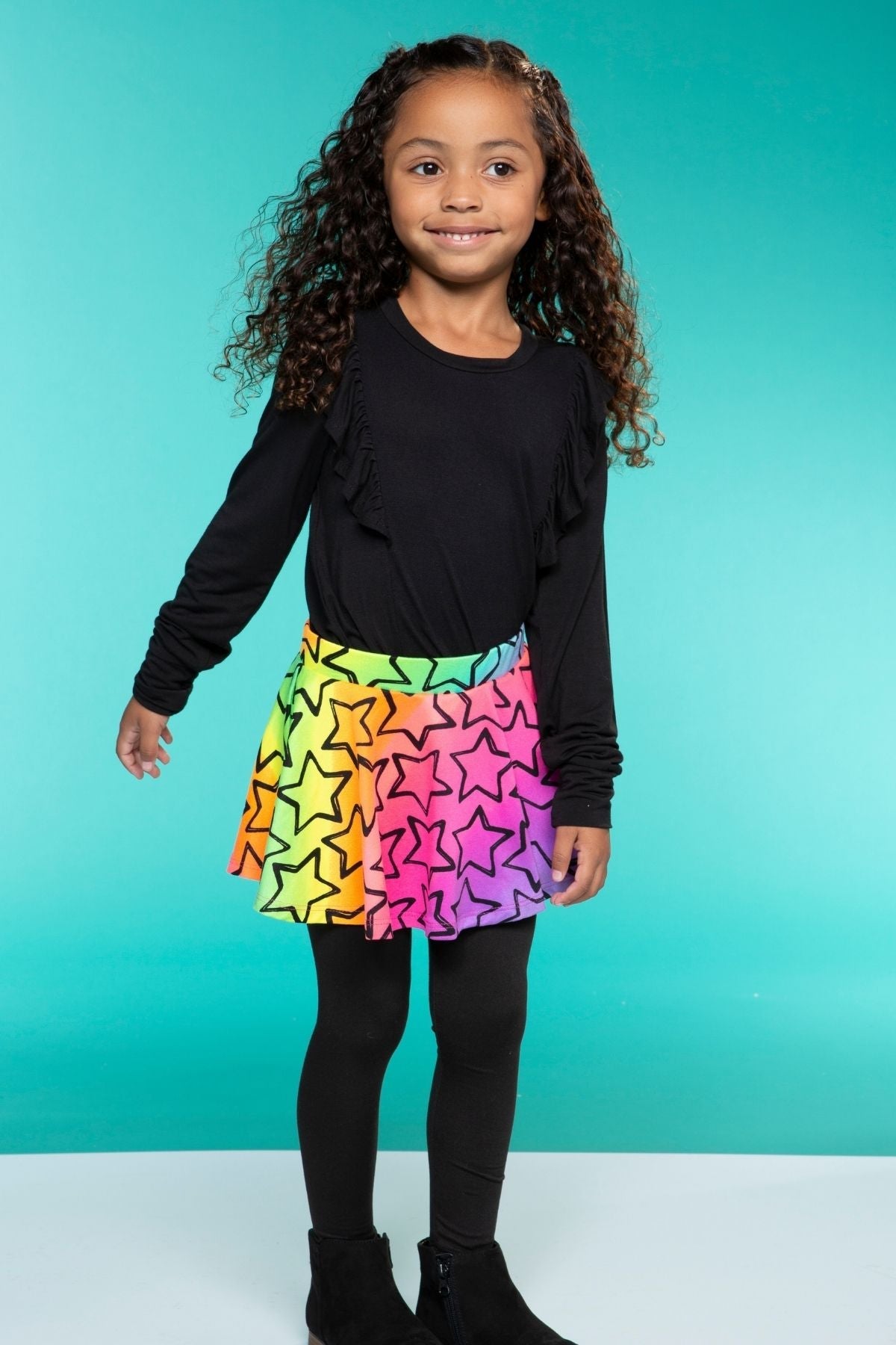 Simply Soft Skater Legging - Neon Lt Pink Leopard Splatter Black