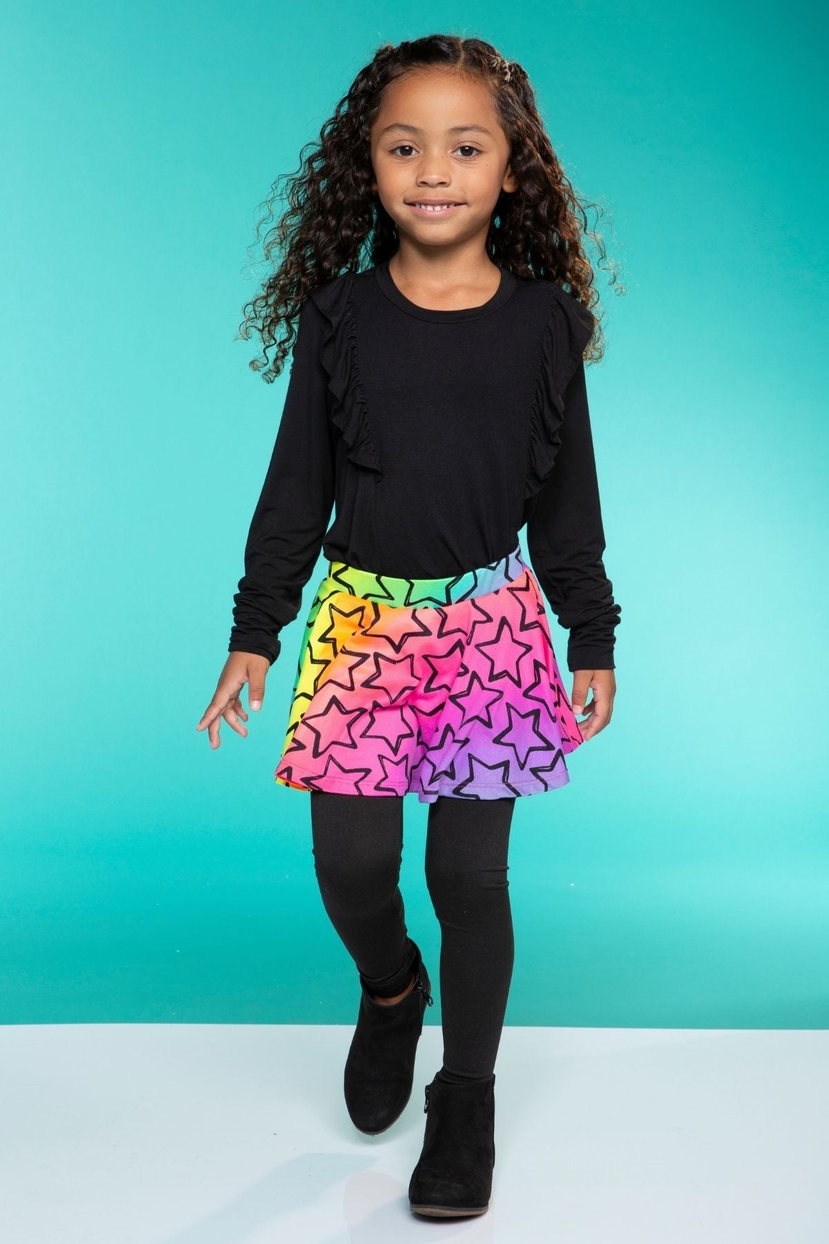 Simply Soft Skater Legging - Neon Lt Pink Leopard Splatter Black