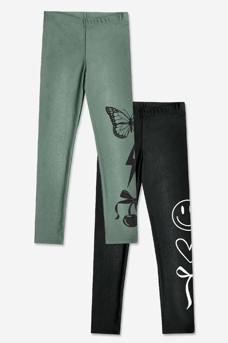 2-Pack High Shine Legging - Black Stars | Fuchsia Pink - NEW!