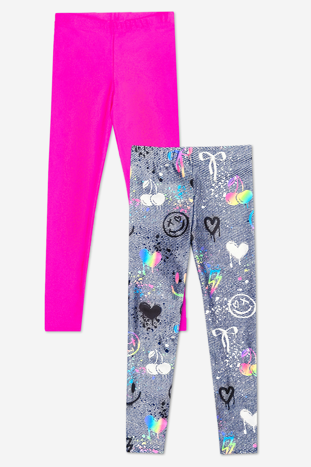 2-Pack High Shine Legging - Black Stars | Fuchsia Pink - NEW!