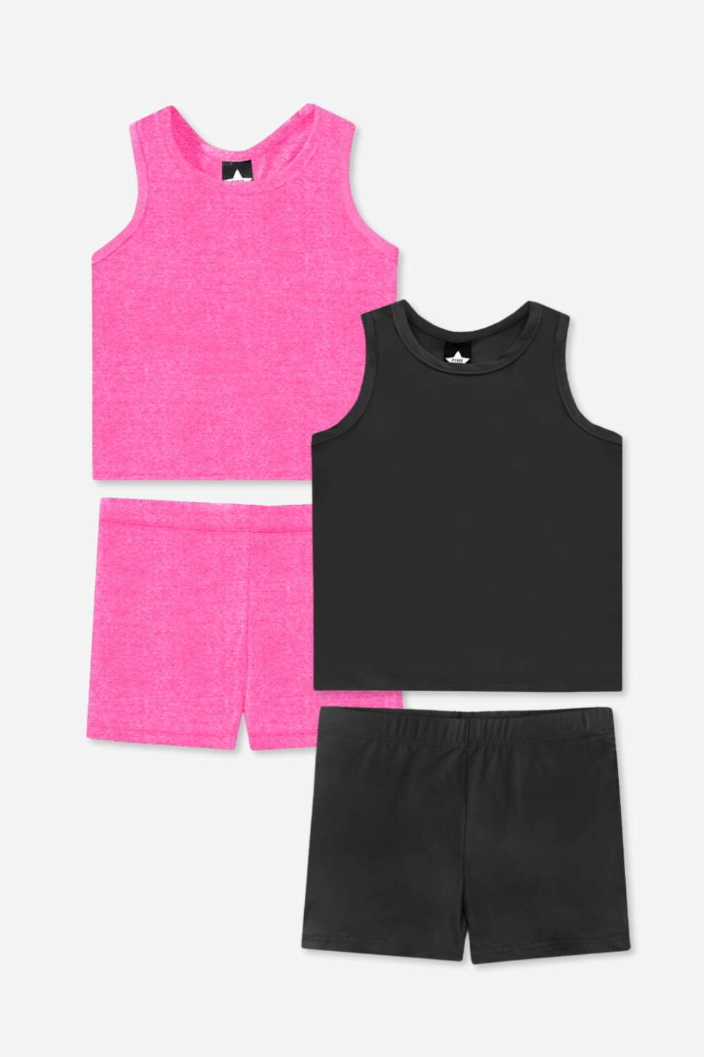 2-Pack Simply Soft Luxe Cropped Racerback Tank & Tumble Short - Light Blue Smile Star | Steel Black Peace Heart