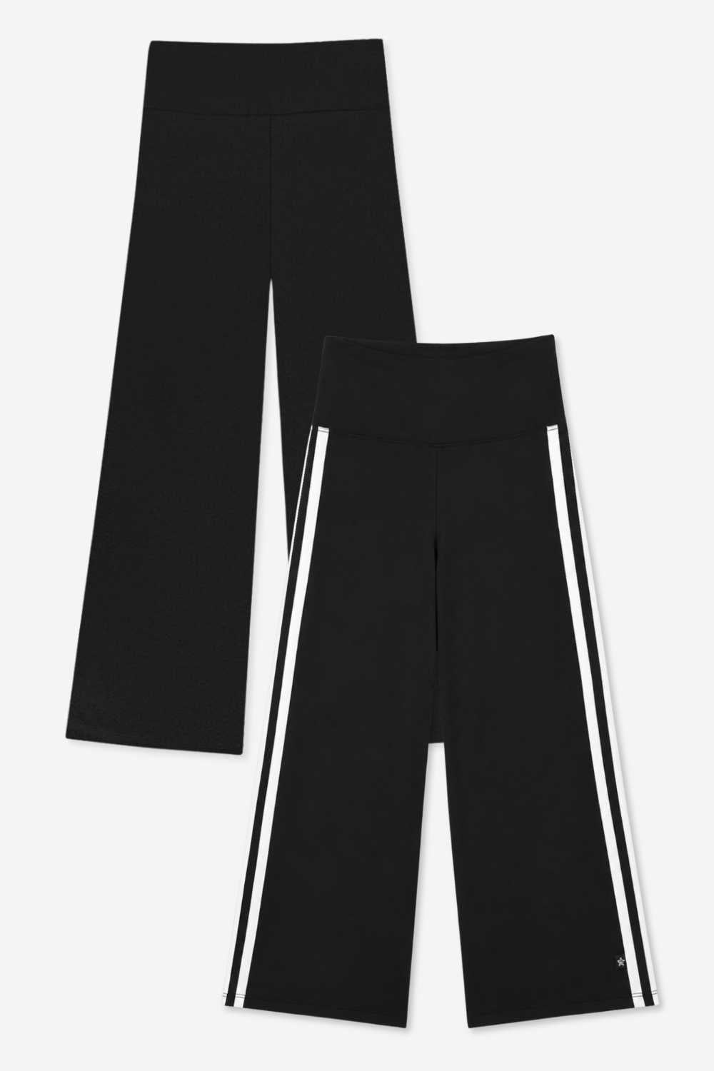 2-Pack Simply Soft Luxe Wide Leg Pant - Black White Stripe | Steel Pink White Stripe - NEW!
