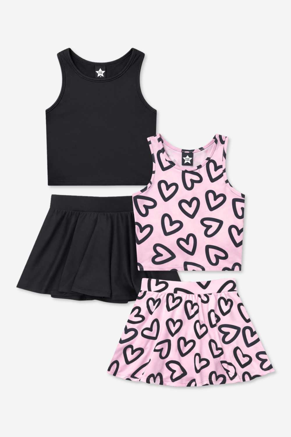 2 Pack - Simply Soft Luxe Cropped Racerback Set - Black | Blush Black Hearts - NEW!