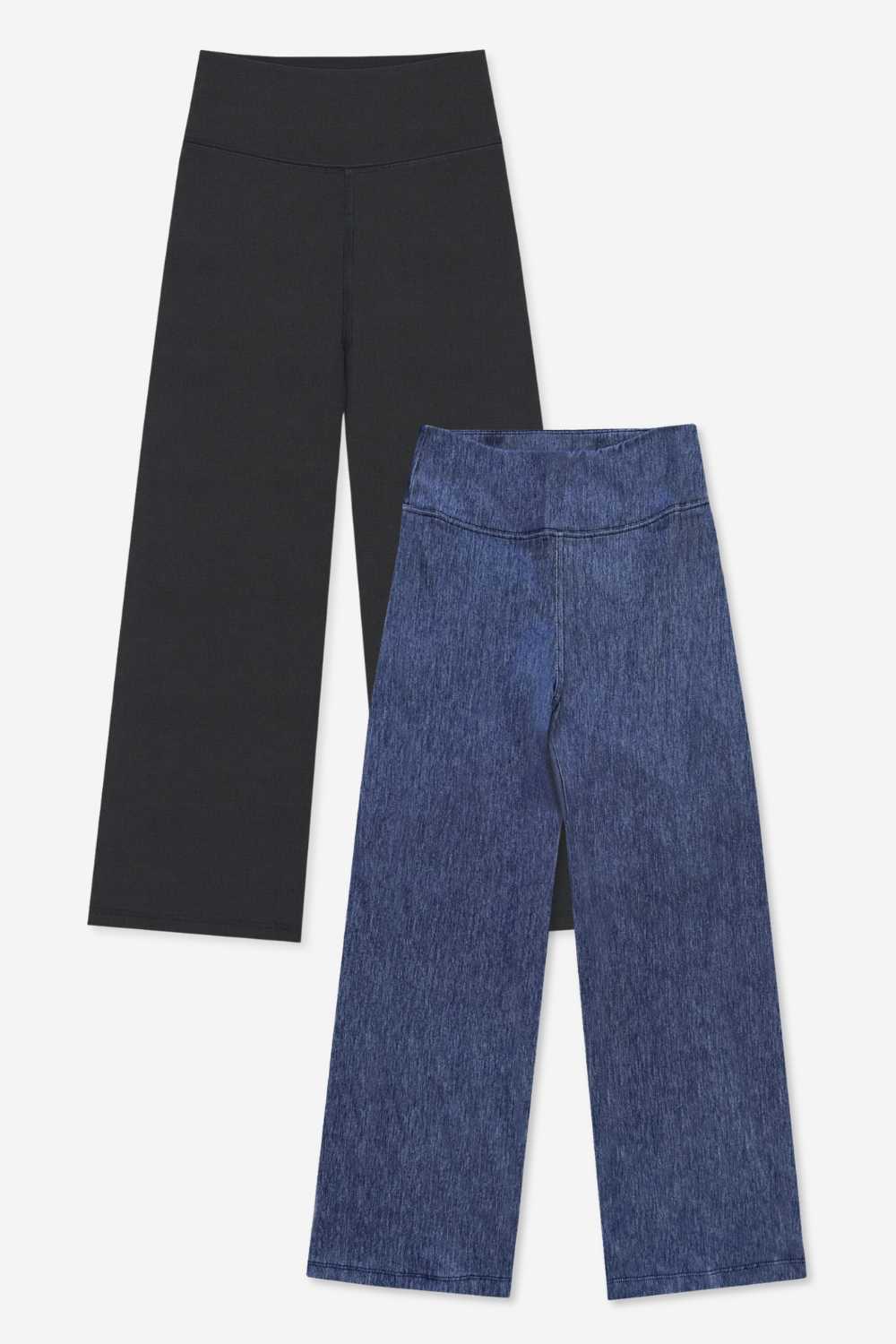 2 Pack Super Stretch Soft Denim Wide Leg Jegging - Black | Vintage Blue - NEW!