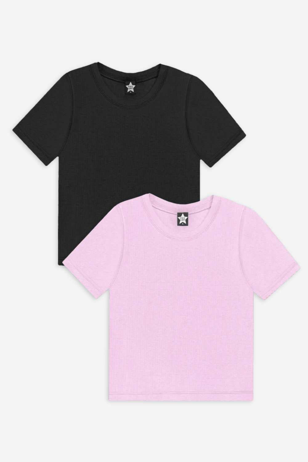 2 Pack Ultra-Soft Ribbed Fitted Tee - Light Blue Ivory Ditsy Floral | Light Pink Ditsy Floral