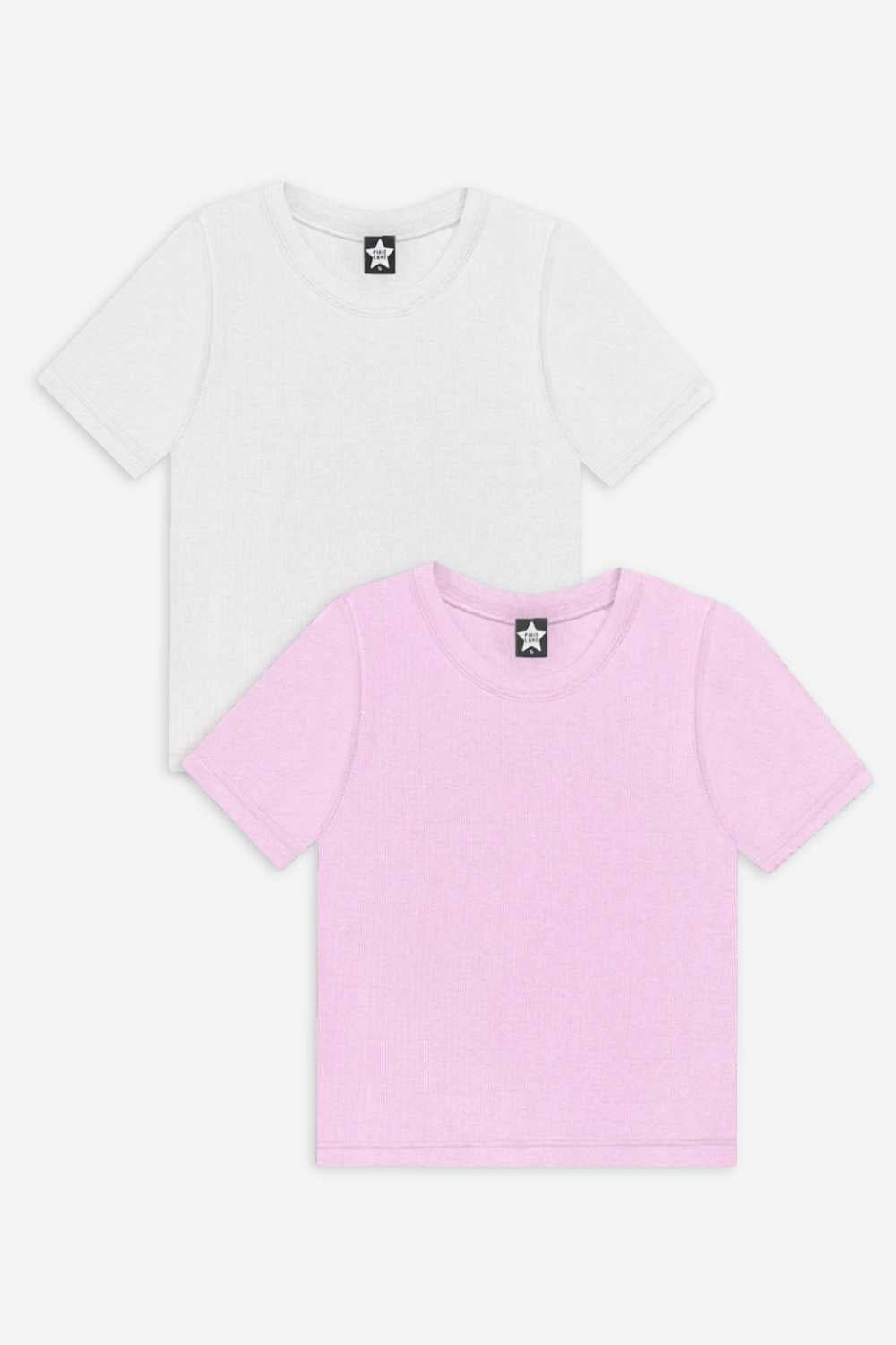 2 Pack Ultra-Soft Ribbed Fitted Tee - Light Blue Ivory Ditsy Floral | Light Pink Ditsy Floral