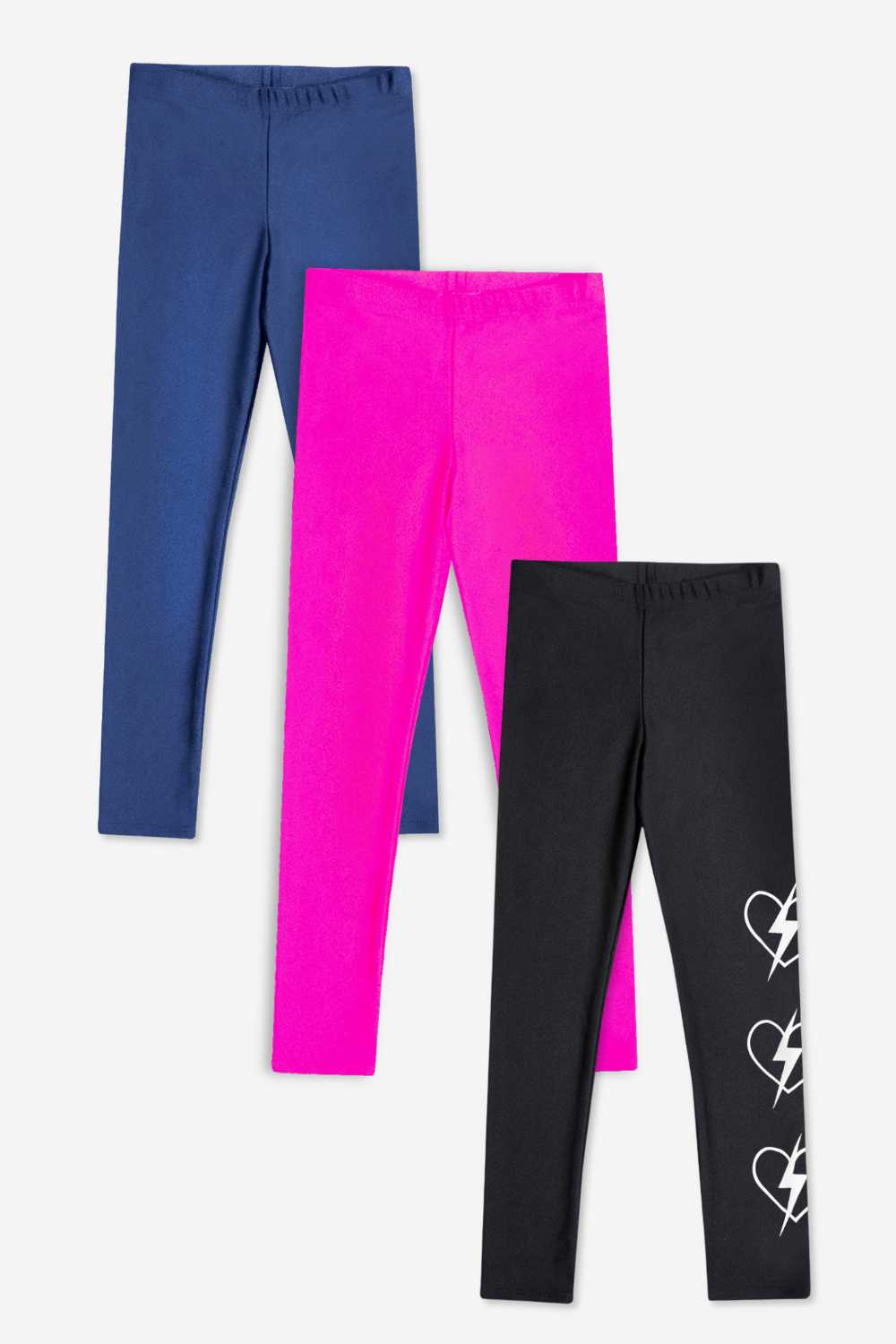 3-Pack High Shine Legging - Graphite Bow | Black Heart Bolt | Burgundy Bow - NEW!