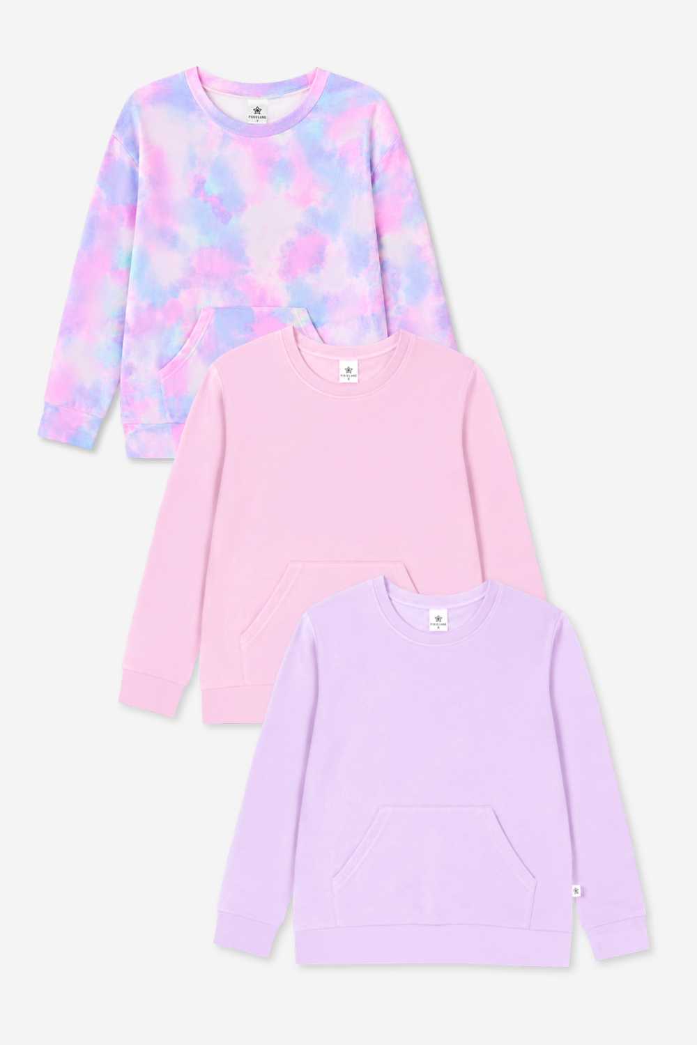 3 Pack Simply Soft Kanga Pocket Crew Top - Black | Blush Tie Dye | Neon Pink - NEW!