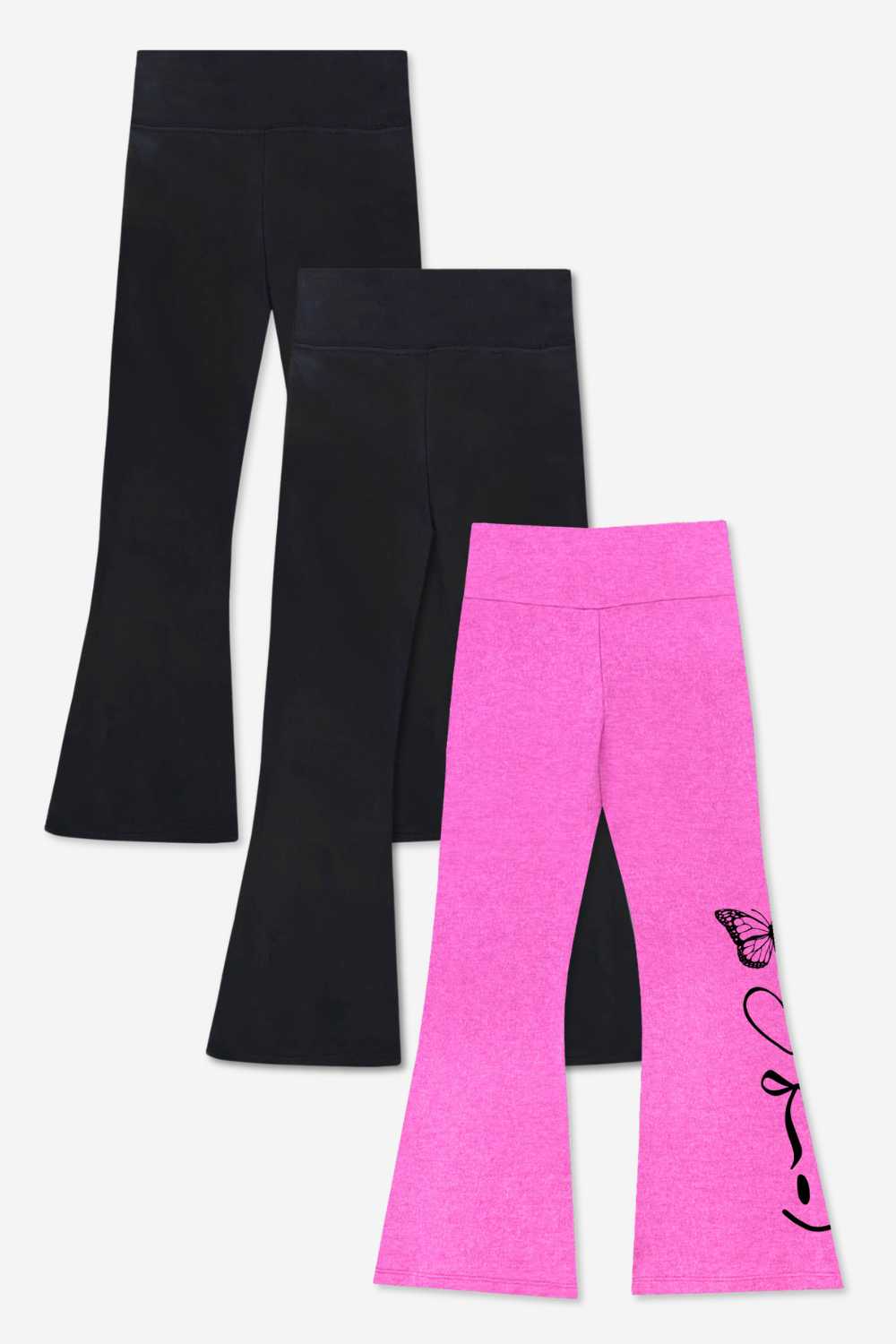 3-Pack Simply Soft Luxe Flare Legging - Burgundy Bow | Black Emoji | Steel Stars - NEW!