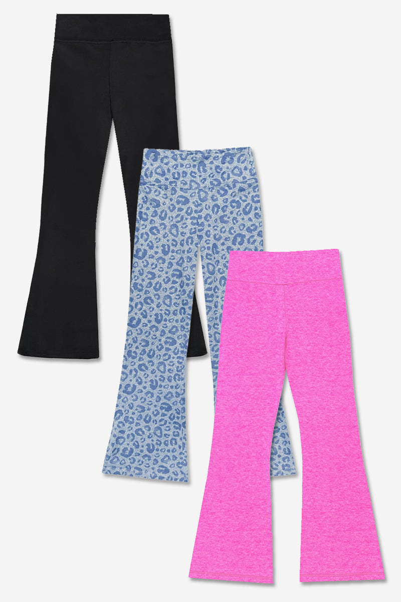 3-Pack Simply Soft Luxe Flare Legging - Black | Vintage Denim Leopard | Dark Pink - NEW!
