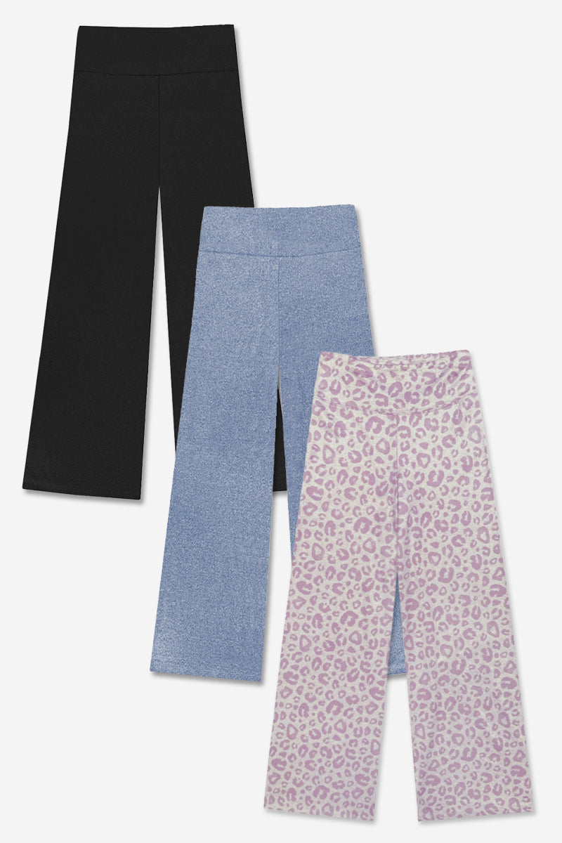 3-Pack Simply Soft Luxe Wide Leg Pant - Black | Vintage Denim | Desert Rose Leopard - NEW!