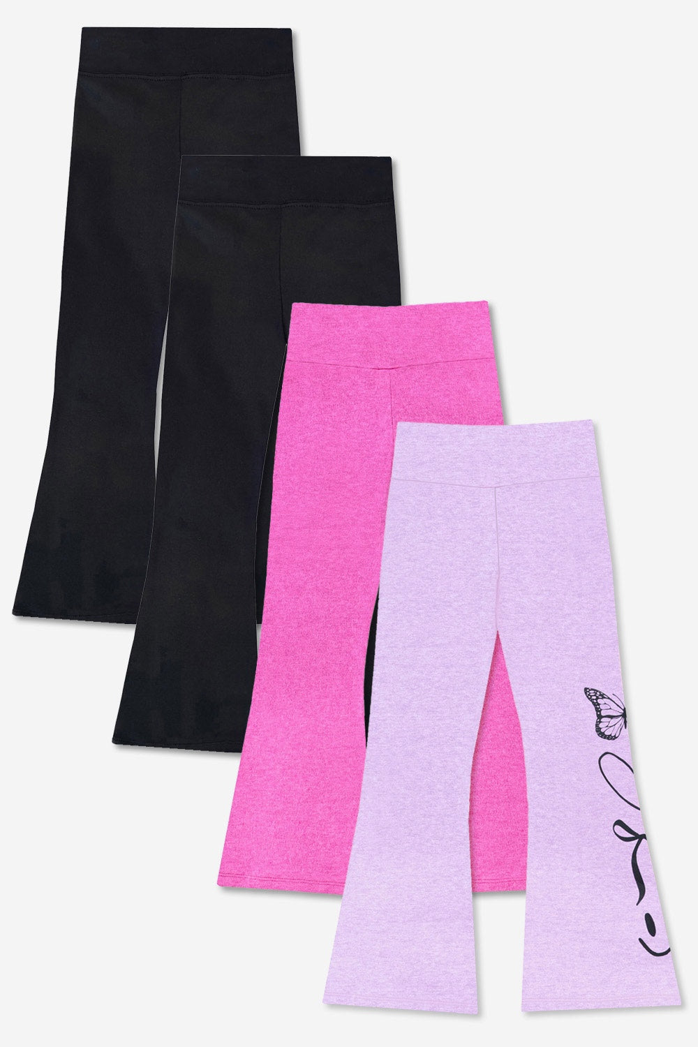 4-Pack Simply Soft Luxe Flare Legging - Black | Steel Black Stars | Vintage Denim Elements