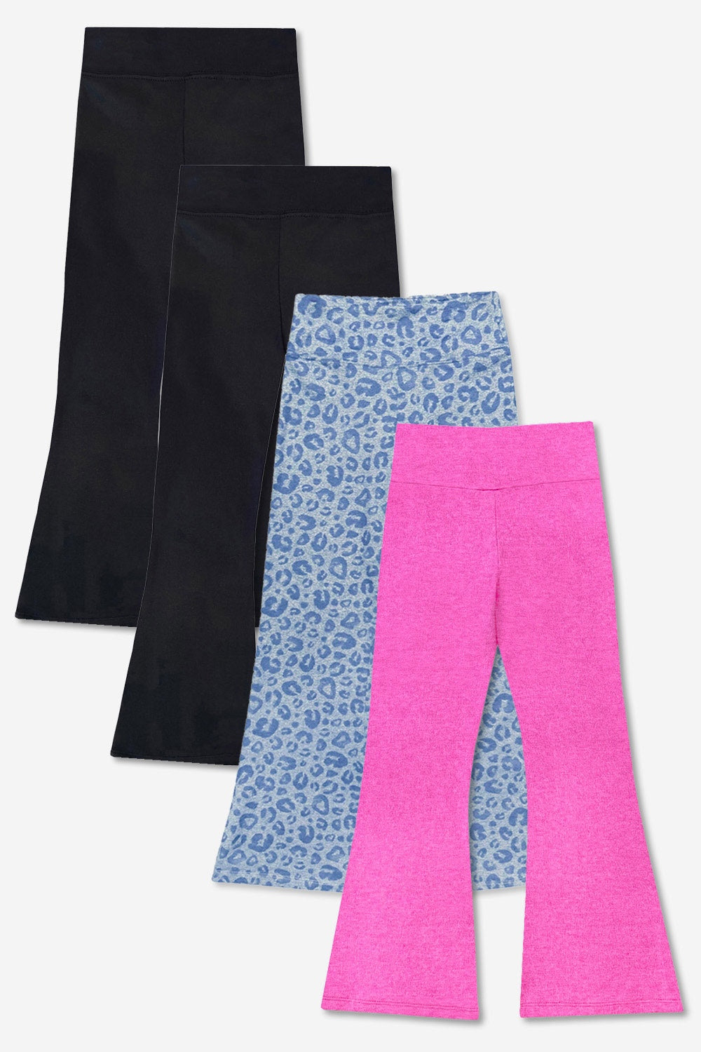 4-Pack Simply Soft Luxe Flare Legging - Black | Steel Black Stars | Vintage Denim Elements