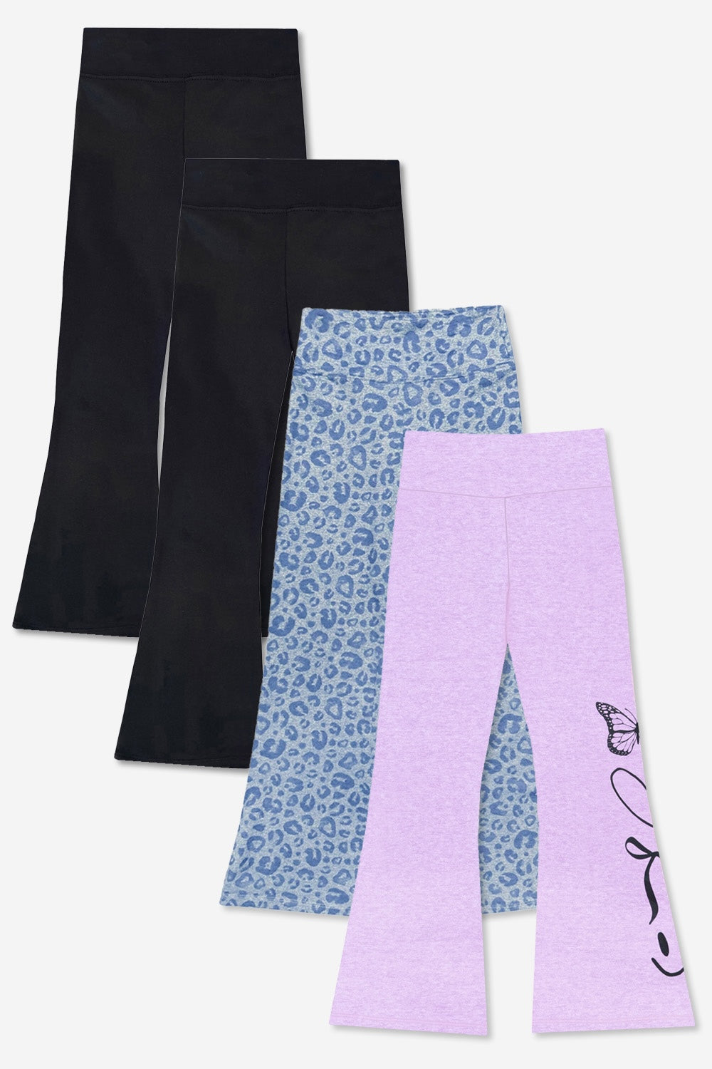 4-Pack Simply Soft Luxe Flare Legging - Black | Steel Black Stars | Vintage Denim Elements