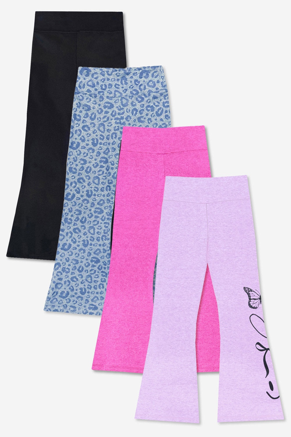 4-Pack Simply Soft Luxe Flare Legging - Black | Steel Black Stars | Vintage Denim Elements
