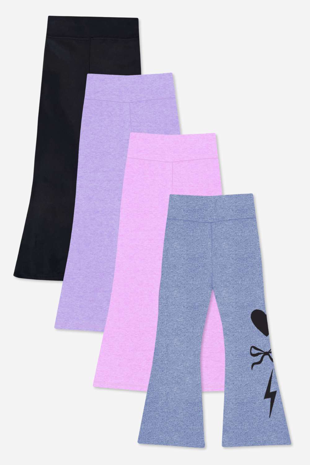 4-Pack Simply Soft Luxe Flare Legging - Black | Steel Black Stars | Vintage Denim Elements