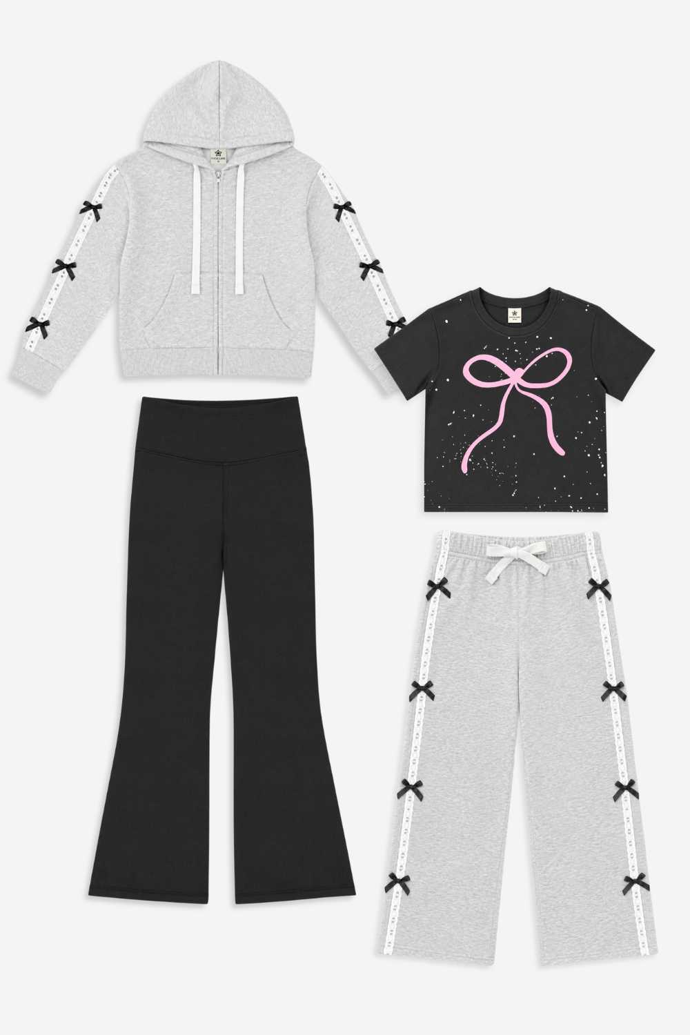 4 Pack Zip Hoodie, Easy Tee & Pants Set - Bow Girl Era - NEW!