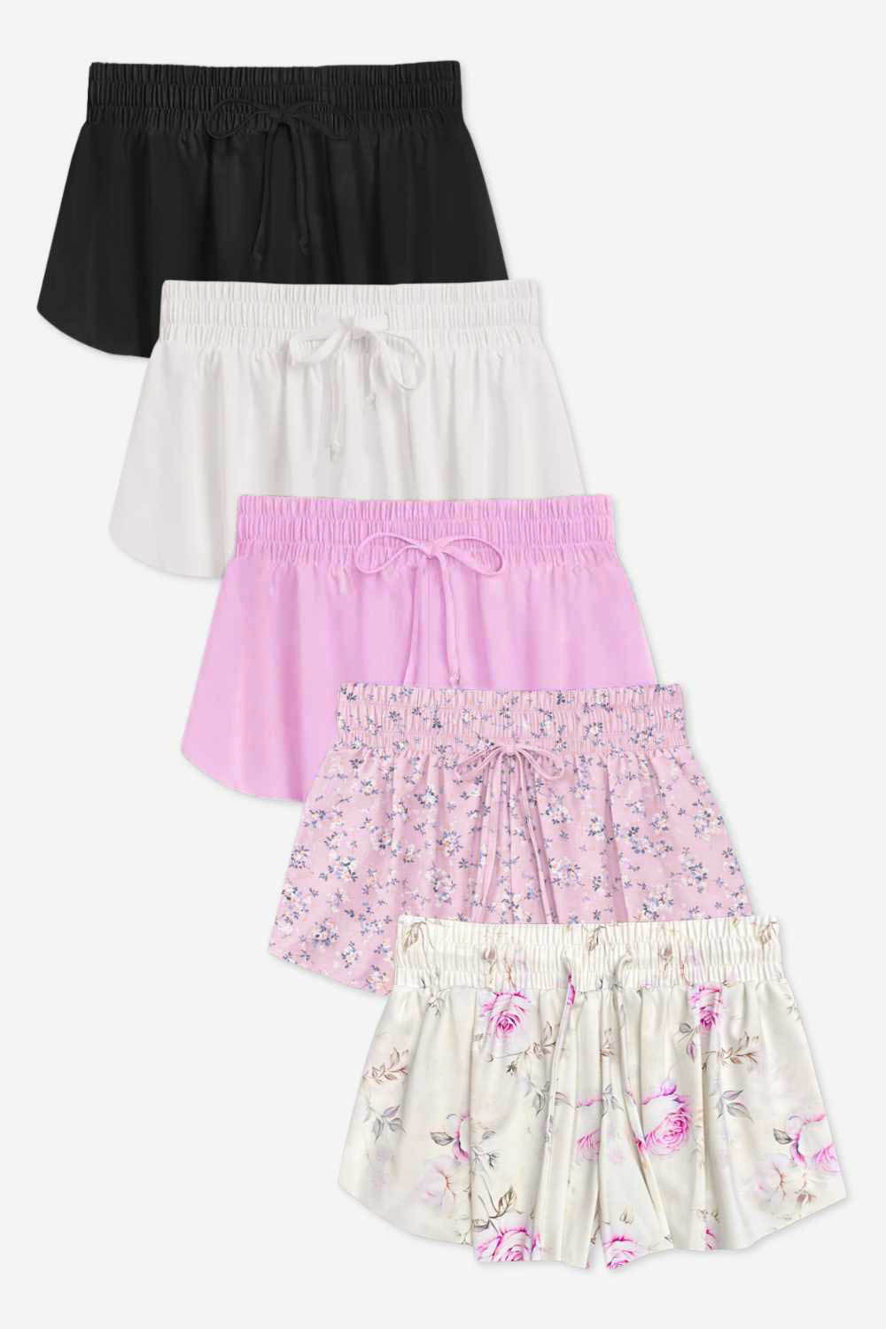 5 Pack - Air Swift Flowy Short - Black | Pink Rose | Coconut Cream | Pink Rose Floral | Ivory Pink Floral - NEW!