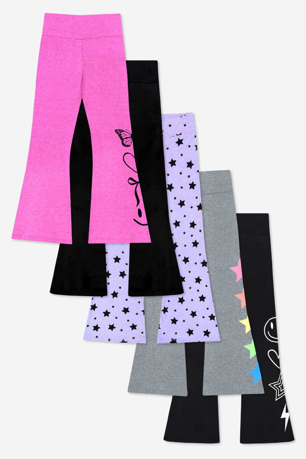 5-Pack Simply Soft Luxe Flare Legging - Black | Navy | Steel Stars | Neon Emojis | Burgundy Bow - NEW!