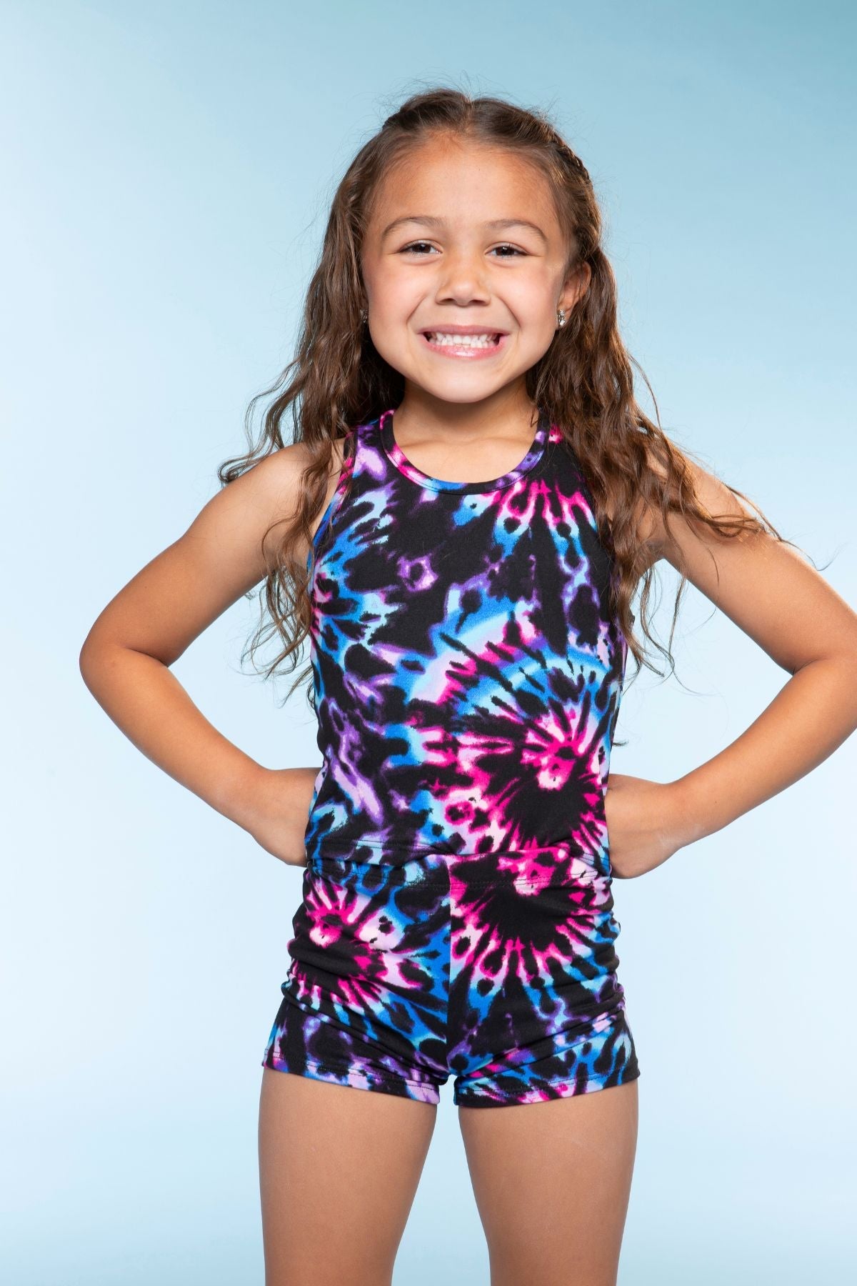 Simply Soft Cropped Racerback Tank & Tumble Short - Tie Dye Rainbow Donuts - NEW!
