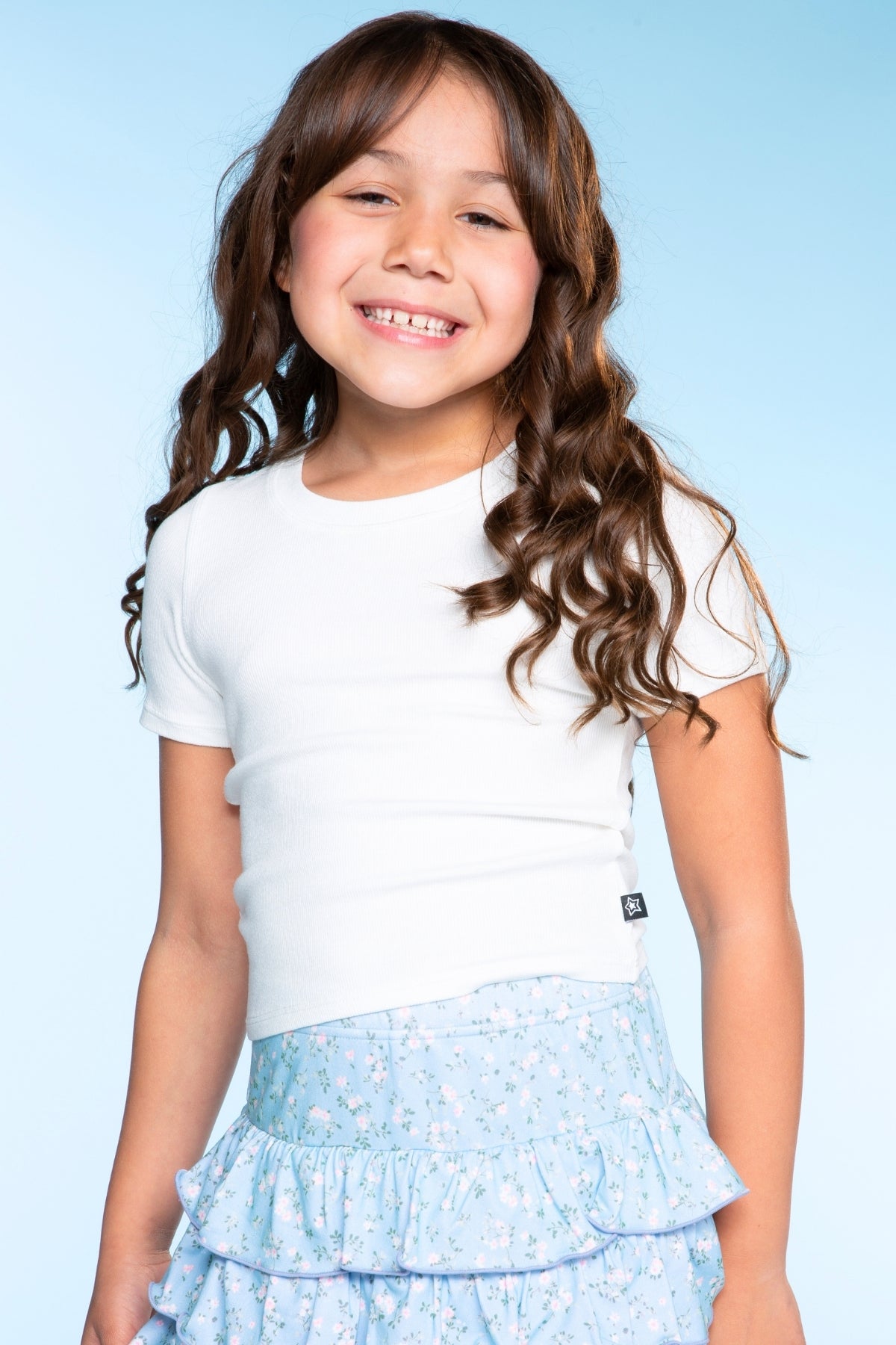 2 Pack Ultra-Soft Ribbed Fitted Tee - Light Blue Ivory Ditsy Floral | Light Pink Ditsy Floral