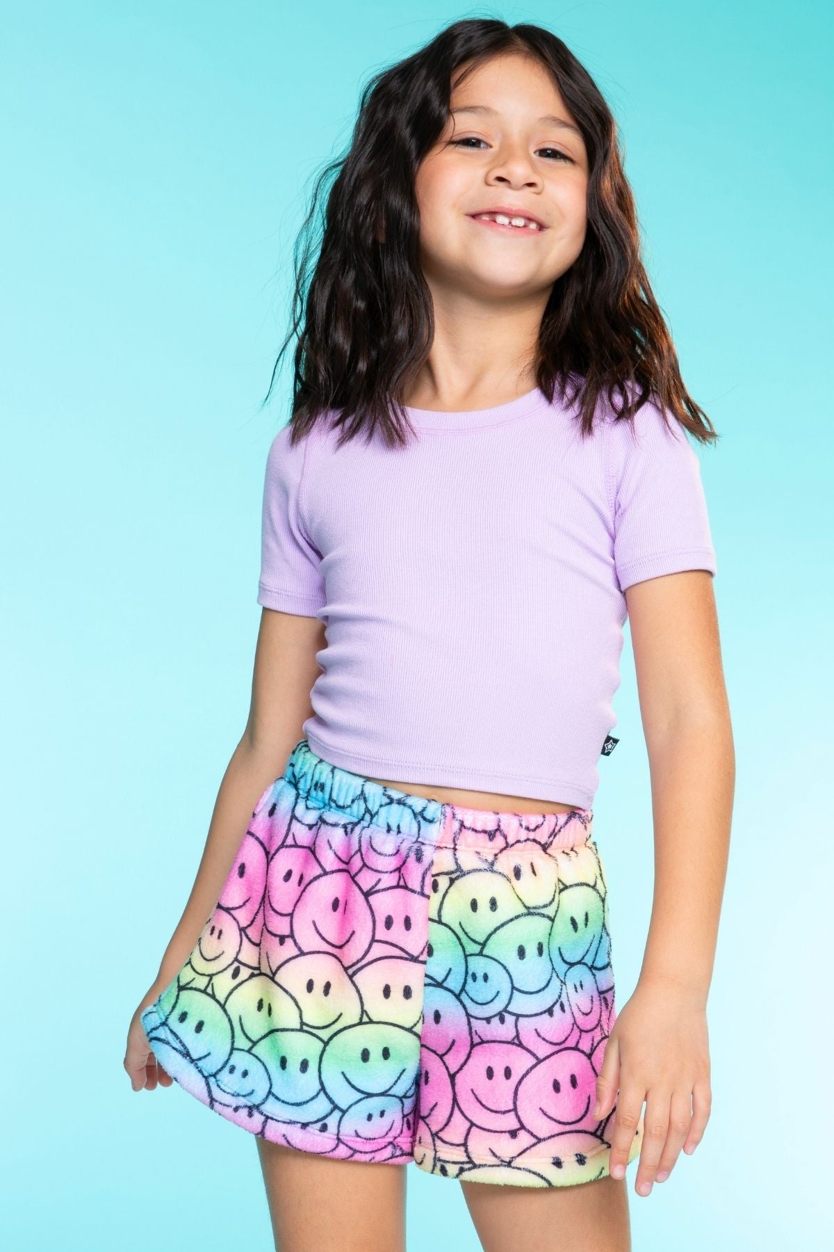 Fuzzy Plush Dolphin Short - Matcha Boba Print