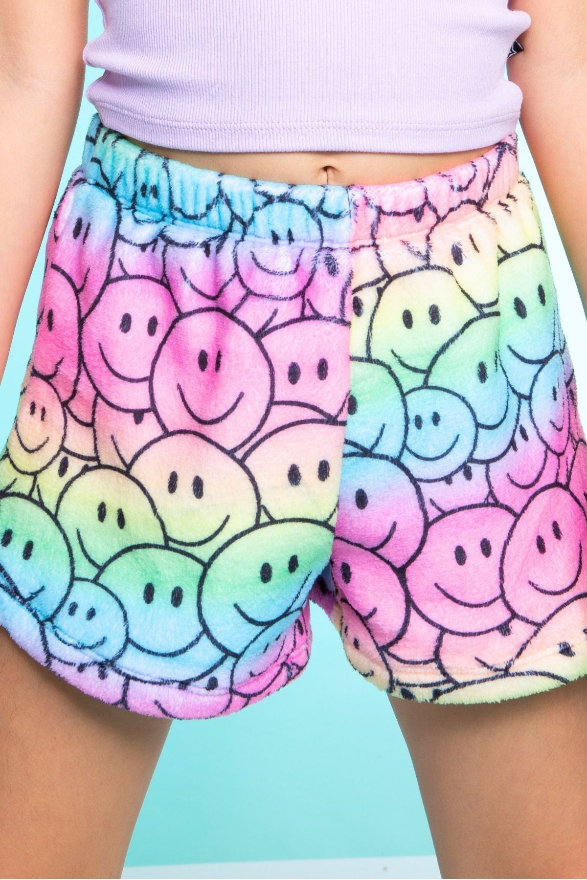 Fuzzy Plush Dolphin Short - Matcha Boba Print