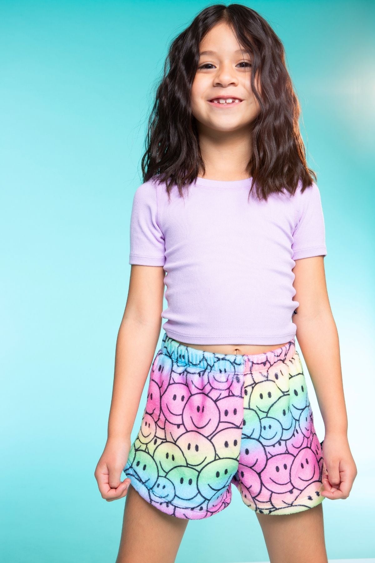 Fuzzy Plush Dolphin Short - Matcha Boba Print