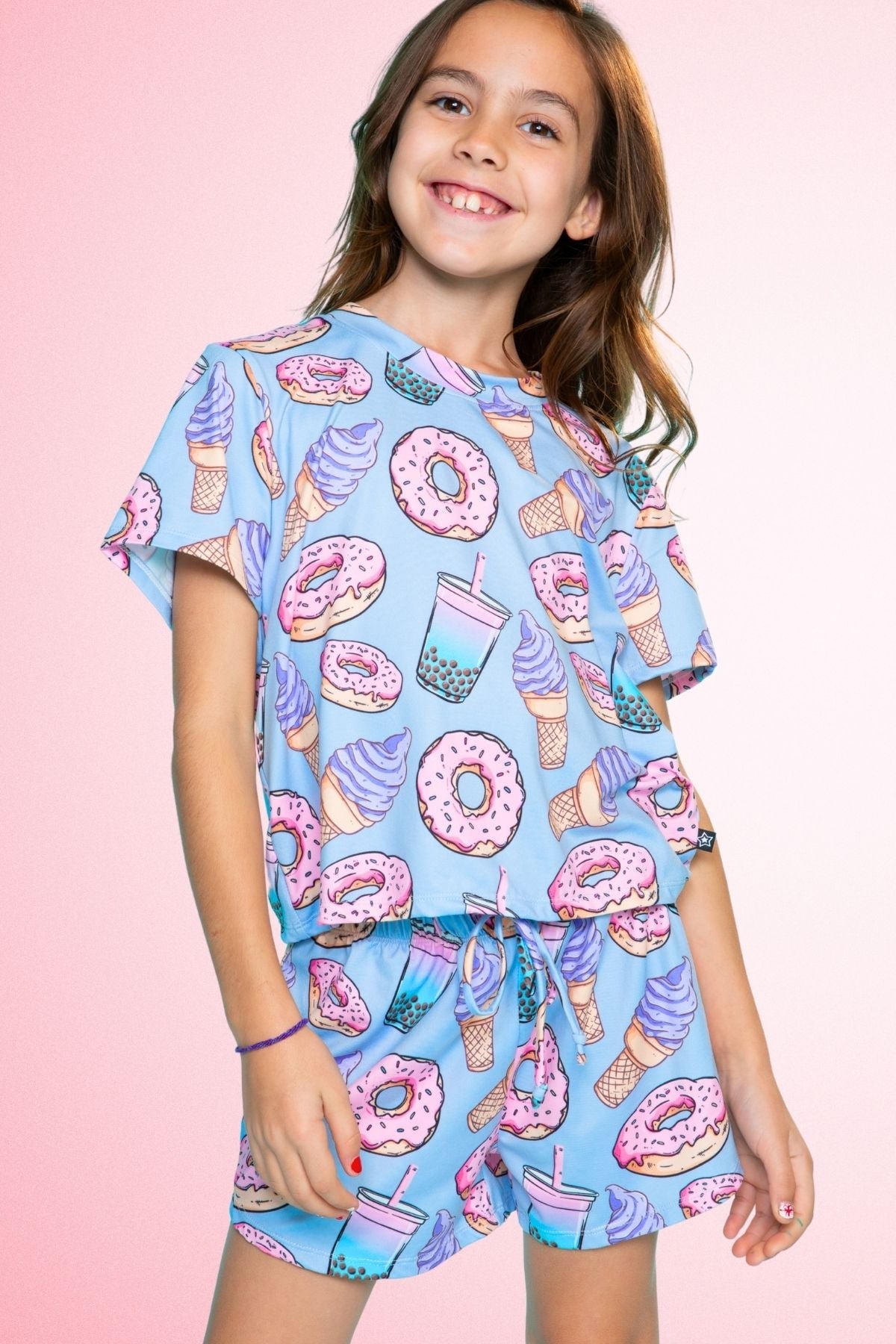 Simply Soft Easy Tee & Dolphin Short - Hot Pink Rainbow Snowcone - NEW!