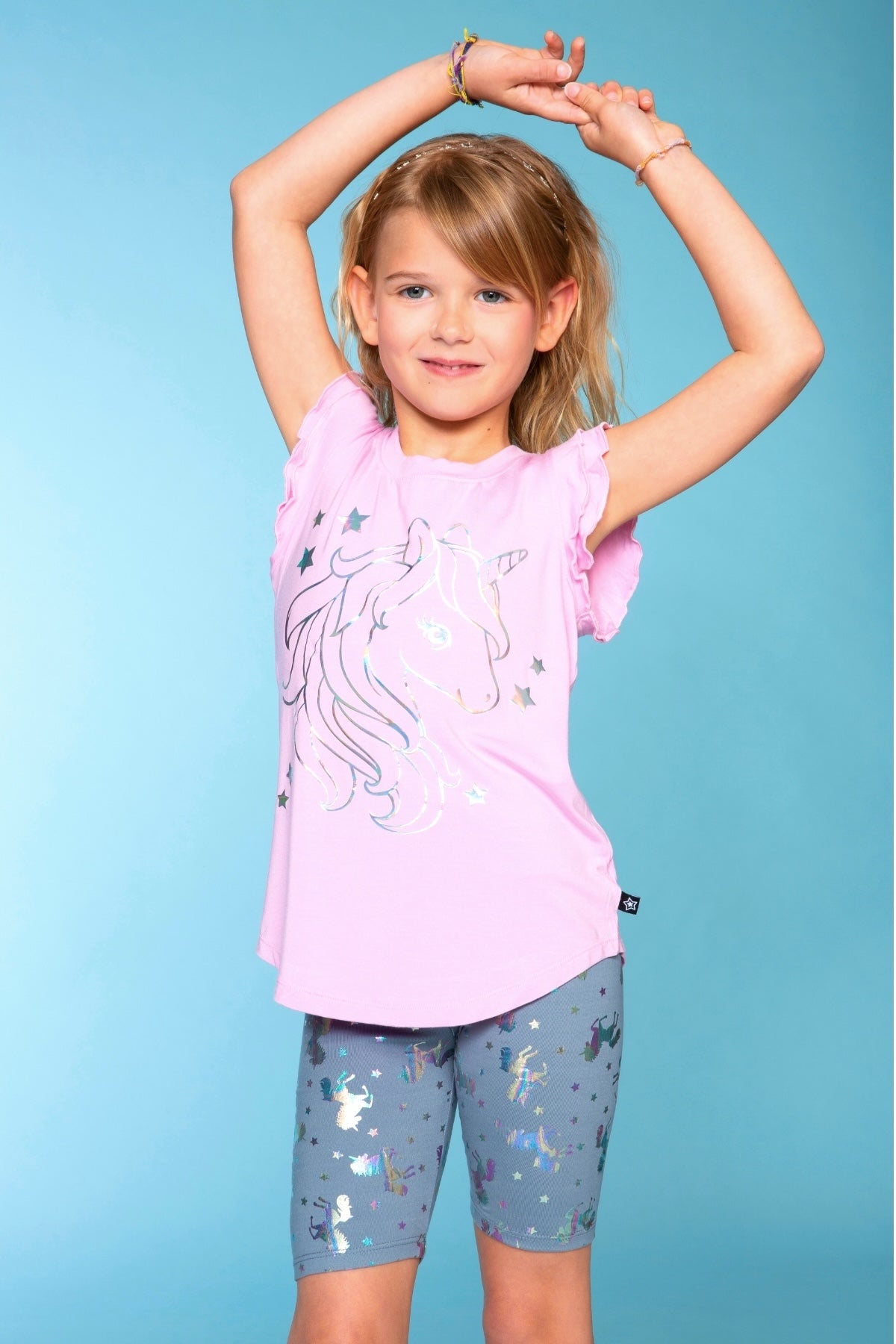 Simply Soft Biker Short - Denim Leopard Splatter