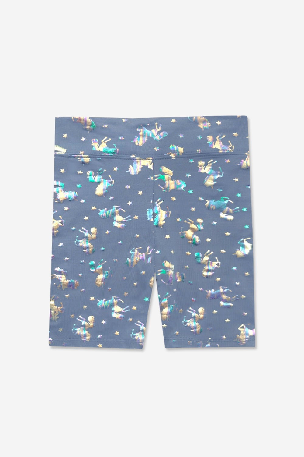 Simply Soft Biker Short - Denim Leopard Splatter