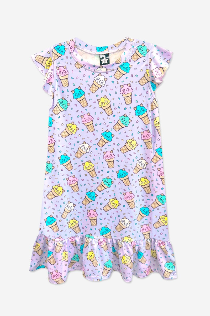 Simply Soft Flutter Sleeve Lounge Dress - Lilac Donut Ice Cream - NEW!