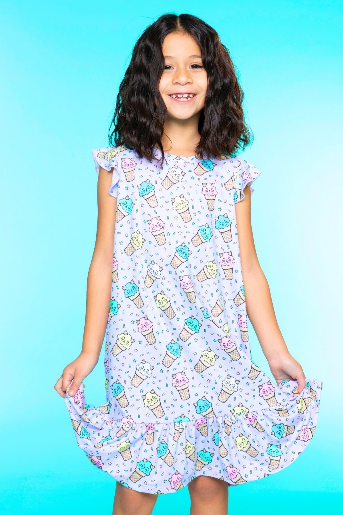 Simply Soft Flutter Sleeve Lounge Dress - Lilac Donut Ice Cream - NEW!