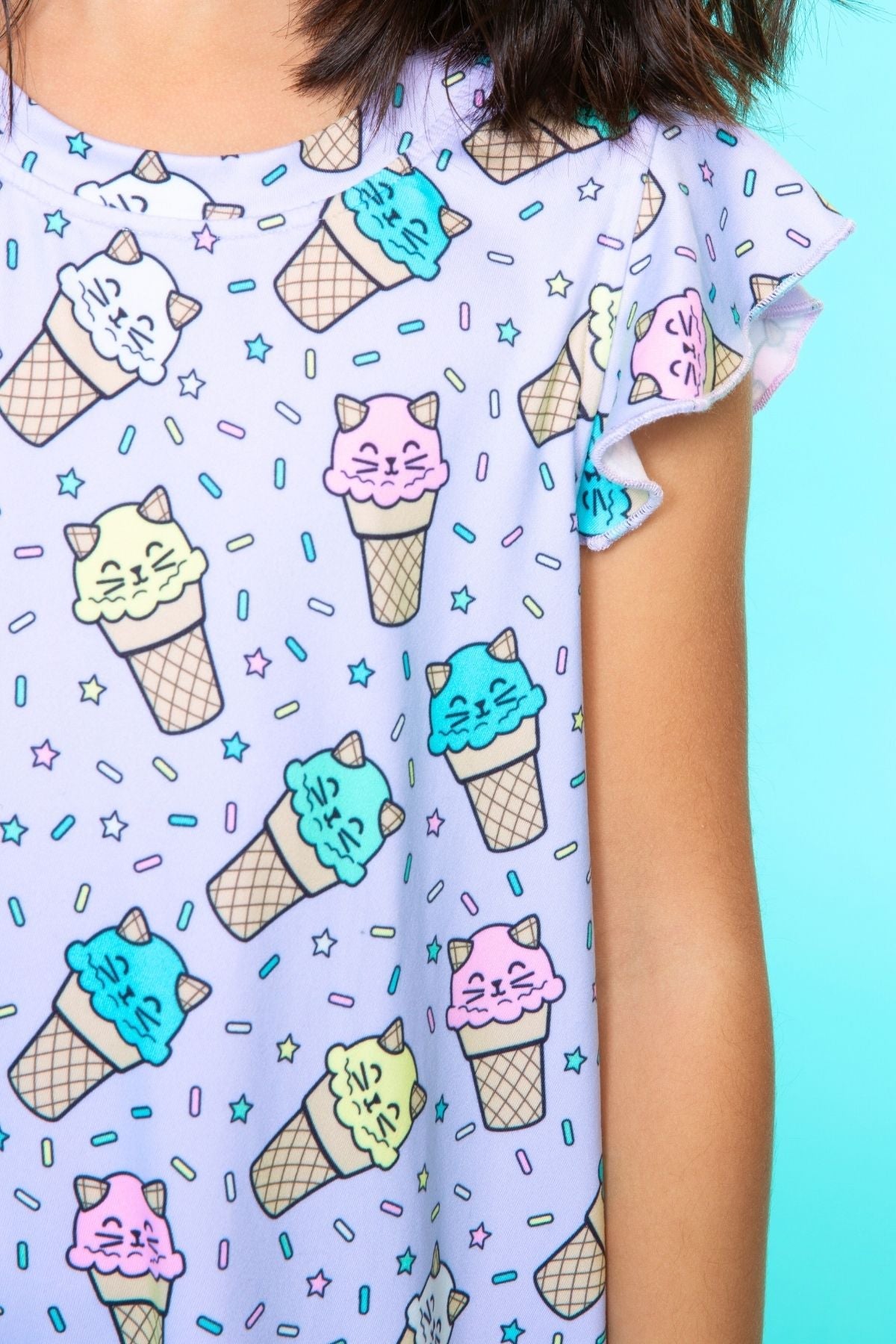 Simply Soft Flutter Sleeve Lounge Dress - Lilac Donut Ice Cream - NEW!