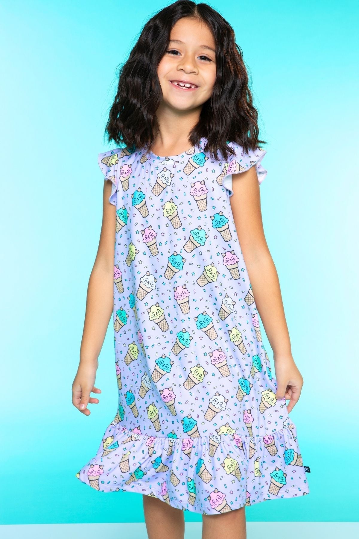 Simply Soft Flutter Sleeve Lounge Dress - Lilac Donut Ice Cream - NEW!