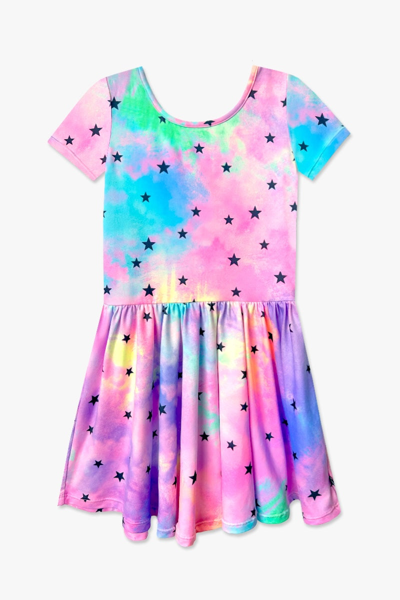 Simply Soft Short Sleeve Be Happy Dress - Tie Dye Rainbow Donuts - NEW!