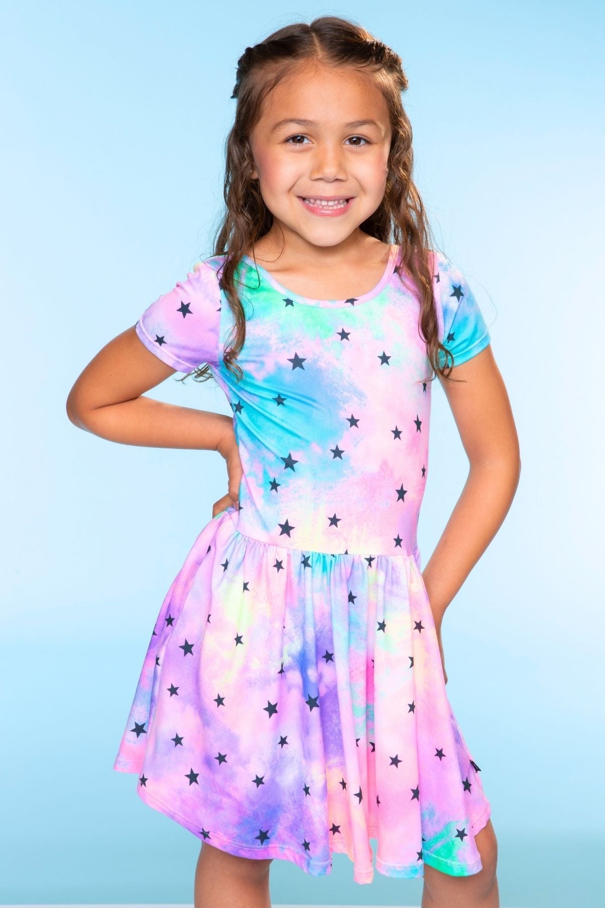 Simply Soft Short Sleeve Be Happy Dress - Tie Dye Rainbow Donuts - NEW!