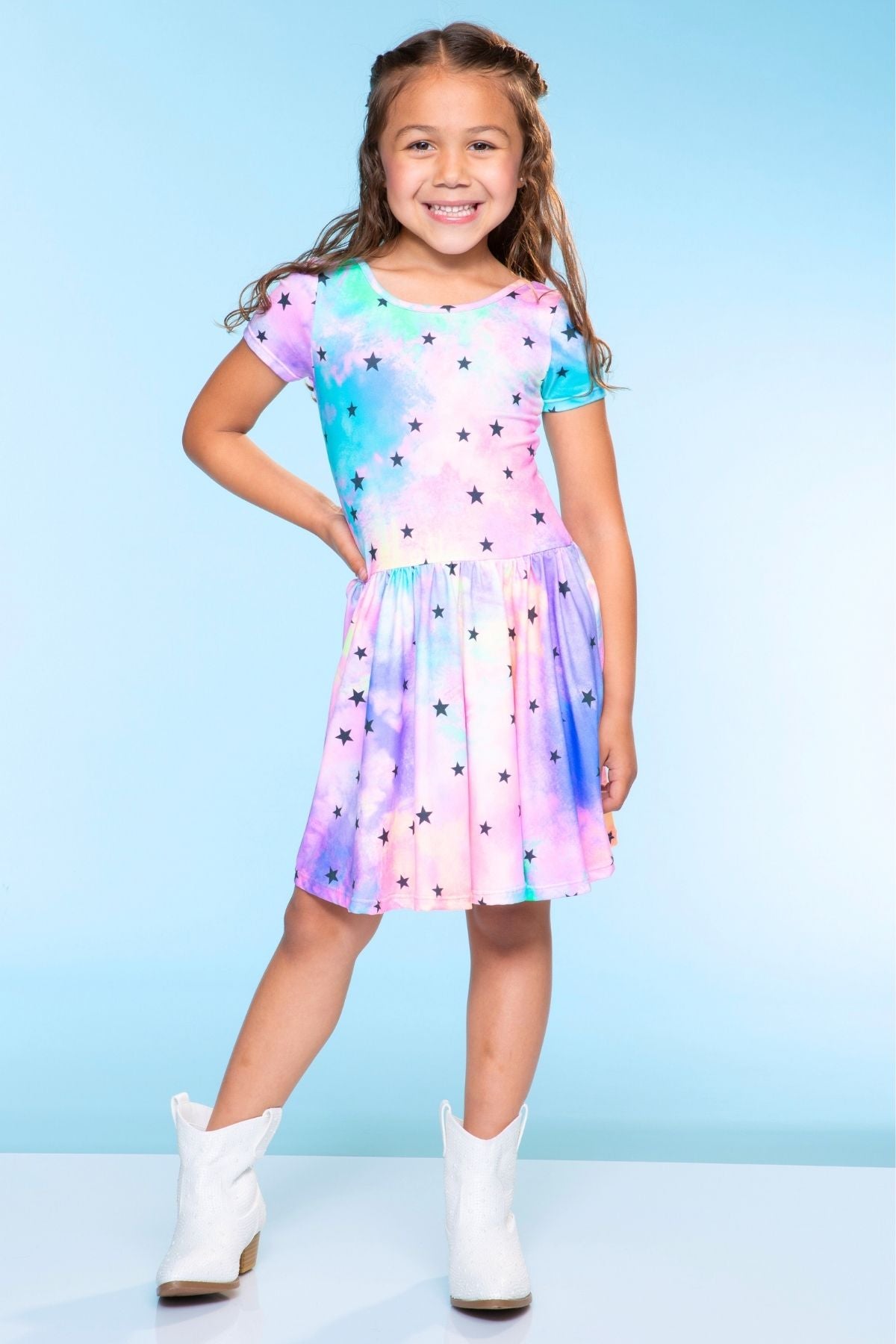 Simply Soft Short Sleeve Be Happy Dress - Tie Dye Rainbow Donuts - NEW!