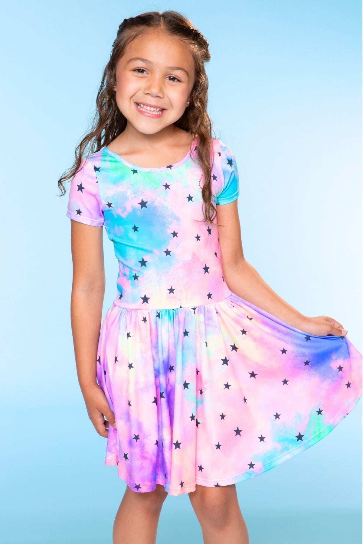 Simply Soft Short Sleeve Be Happy Dress - Tie Dye Rainbow Donuts - NEW!